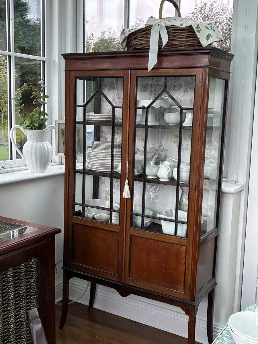 Antique Edwardian Inlaid Display Cabinet - Image 4