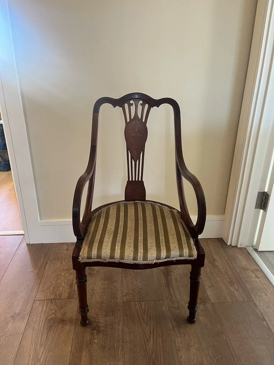 Antique Edwardian Inlaid Mahogany Chair - Image 3