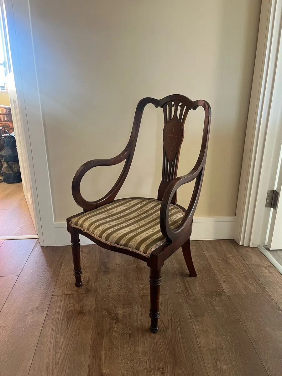 Antique Edwardian Inlaid Mahogany Chair - Image 2