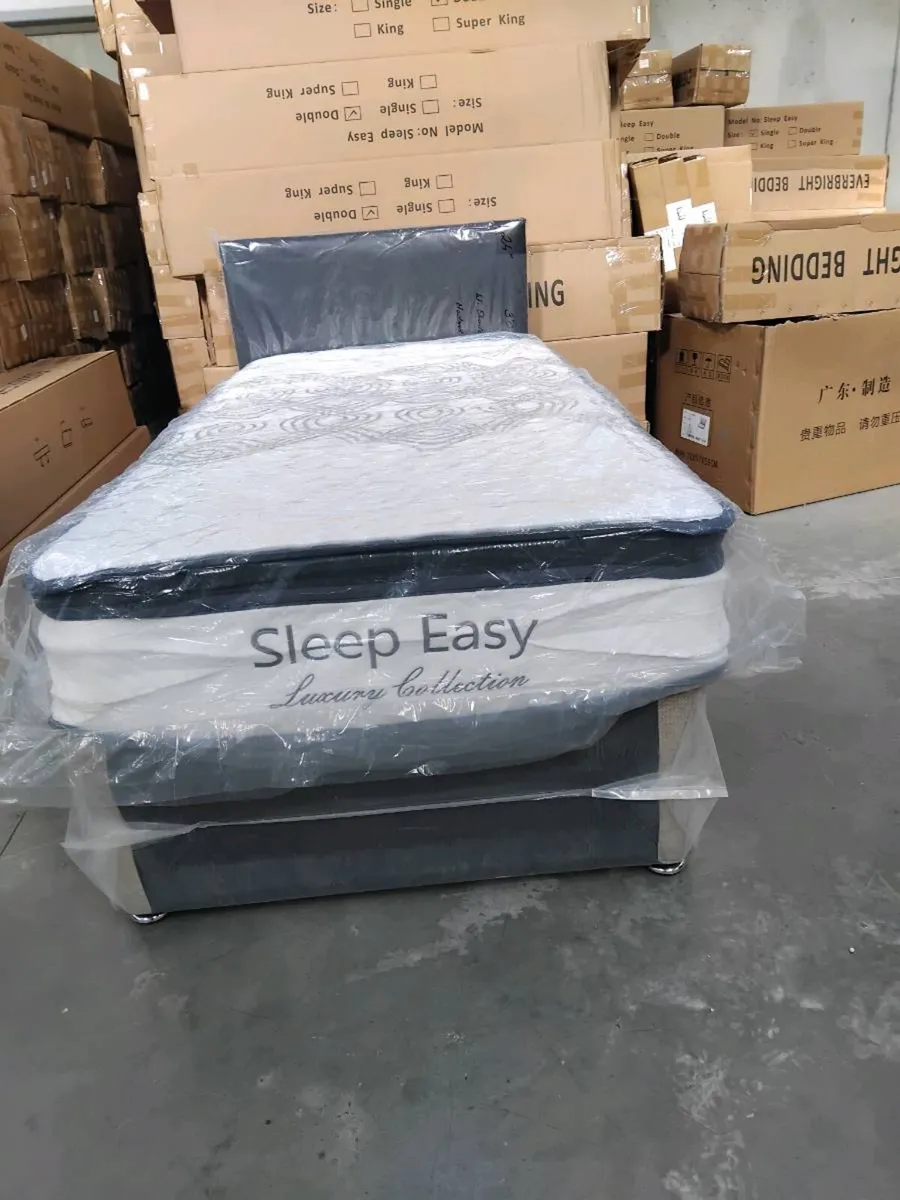 3ft brand new grey fabric bed mattress and headboa