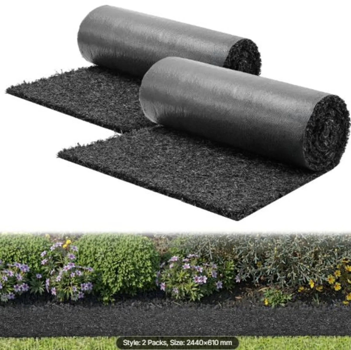 Rubber Mulch Mat Roll,2 Rolls 244 x 59 cm Recycled - Image 1