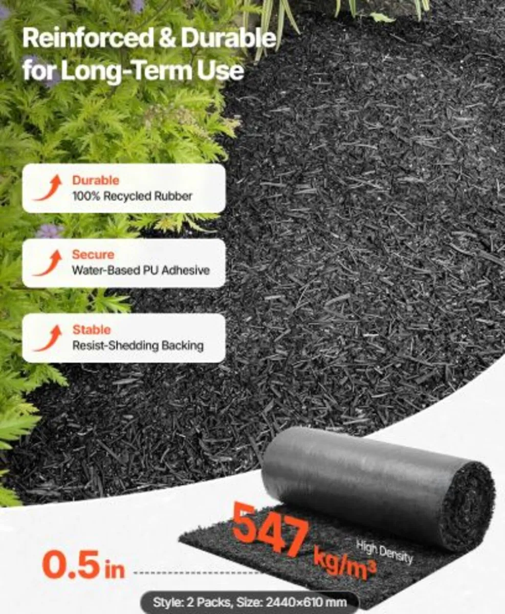 Rubber Mulch Mat Roll,2 Rolls 244 x 59 cm Recycled - Image 2