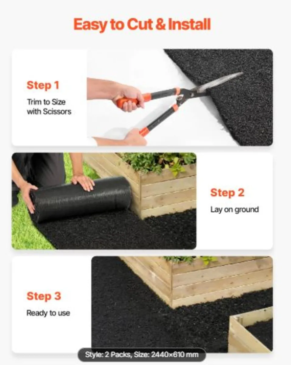 Rubber Mulch Mat Roll,2 Rolls 244 x 59 cm Recycled - Image 3