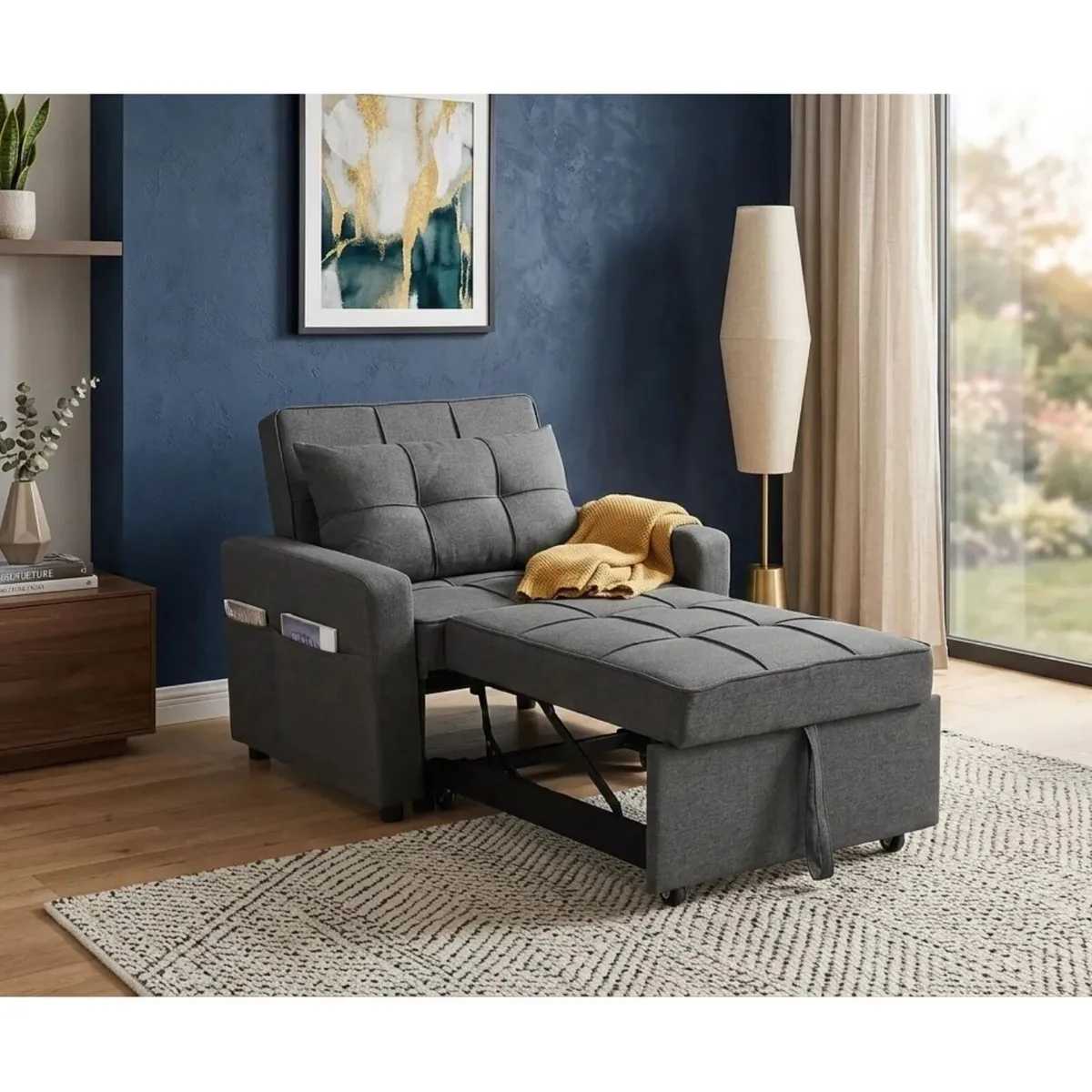 Grey 1 Seater Sofa Bed, Pabs - Image 1