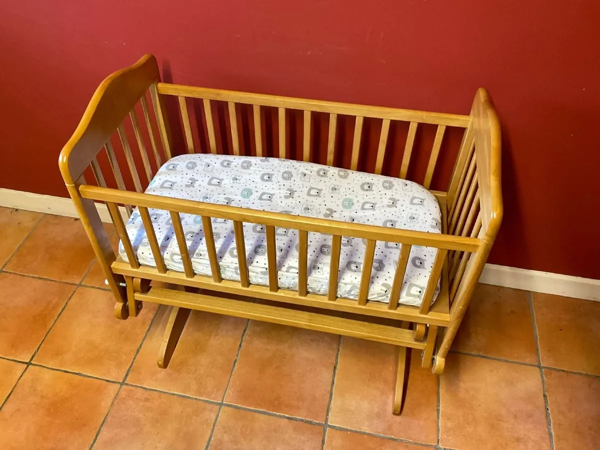 Babylo Timber Glider Crib With Mattress - Image 1