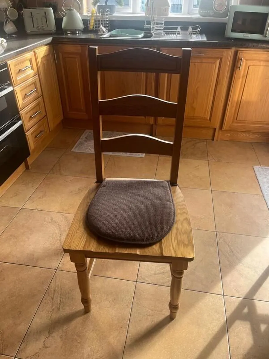 5 Solid Oak Dinning Chairs - Image 1