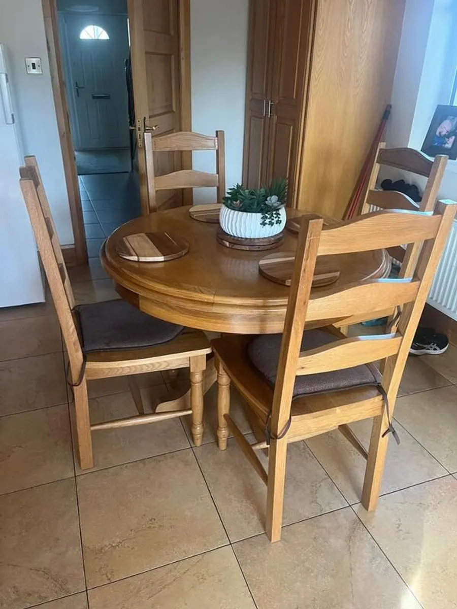 5 Solid Oak Dinning Chairs - Image 2