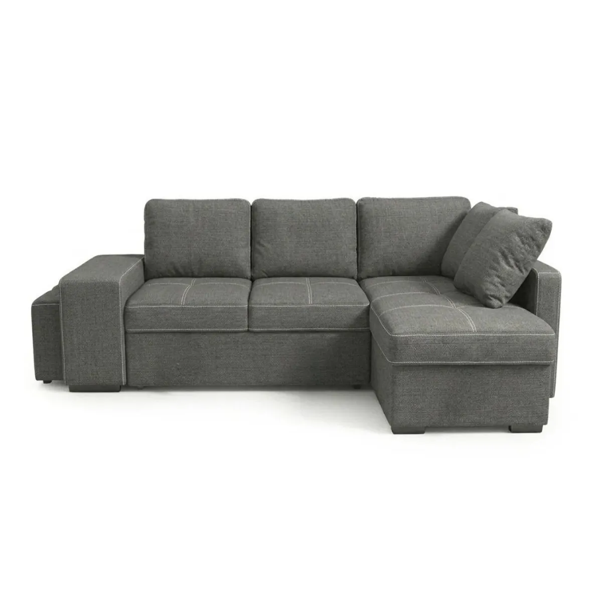 STACY Dark Grey Sofa Bed with Storage + 2 Poufs - Image 3