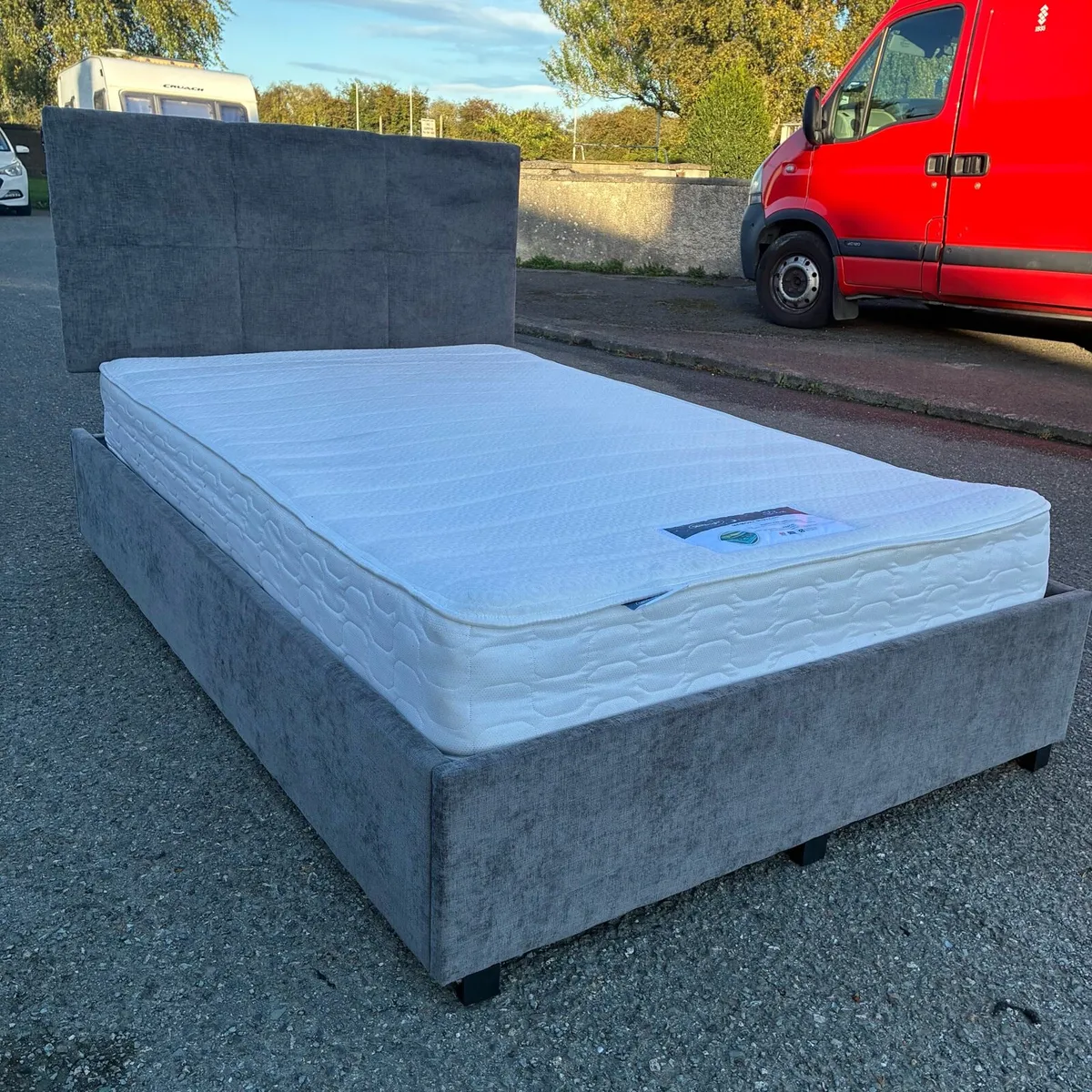 4ft Small Double Grey Bedframe with Mattress - Image 2