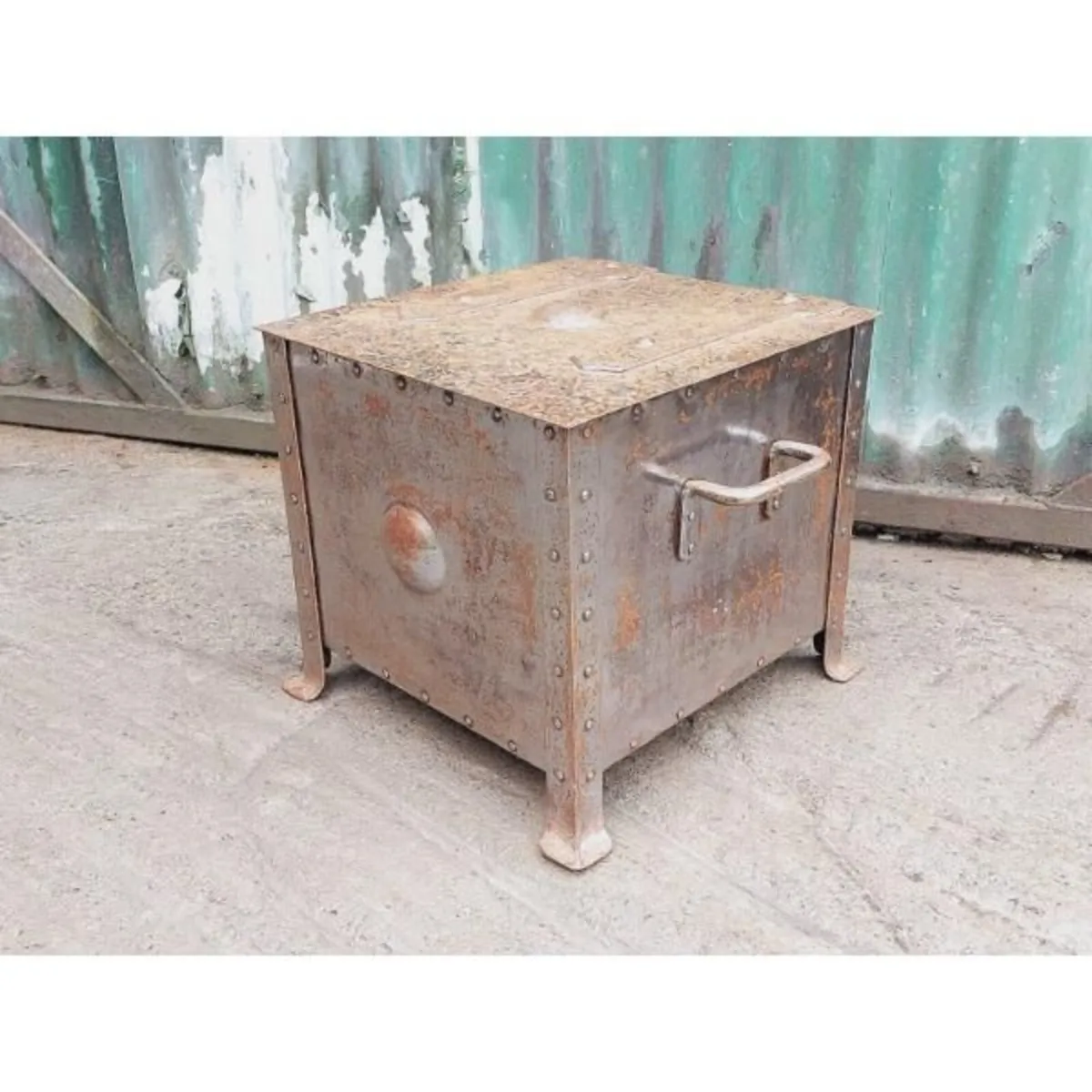 Antique Riveted Metal Coal Box – KAS439 - Image 2