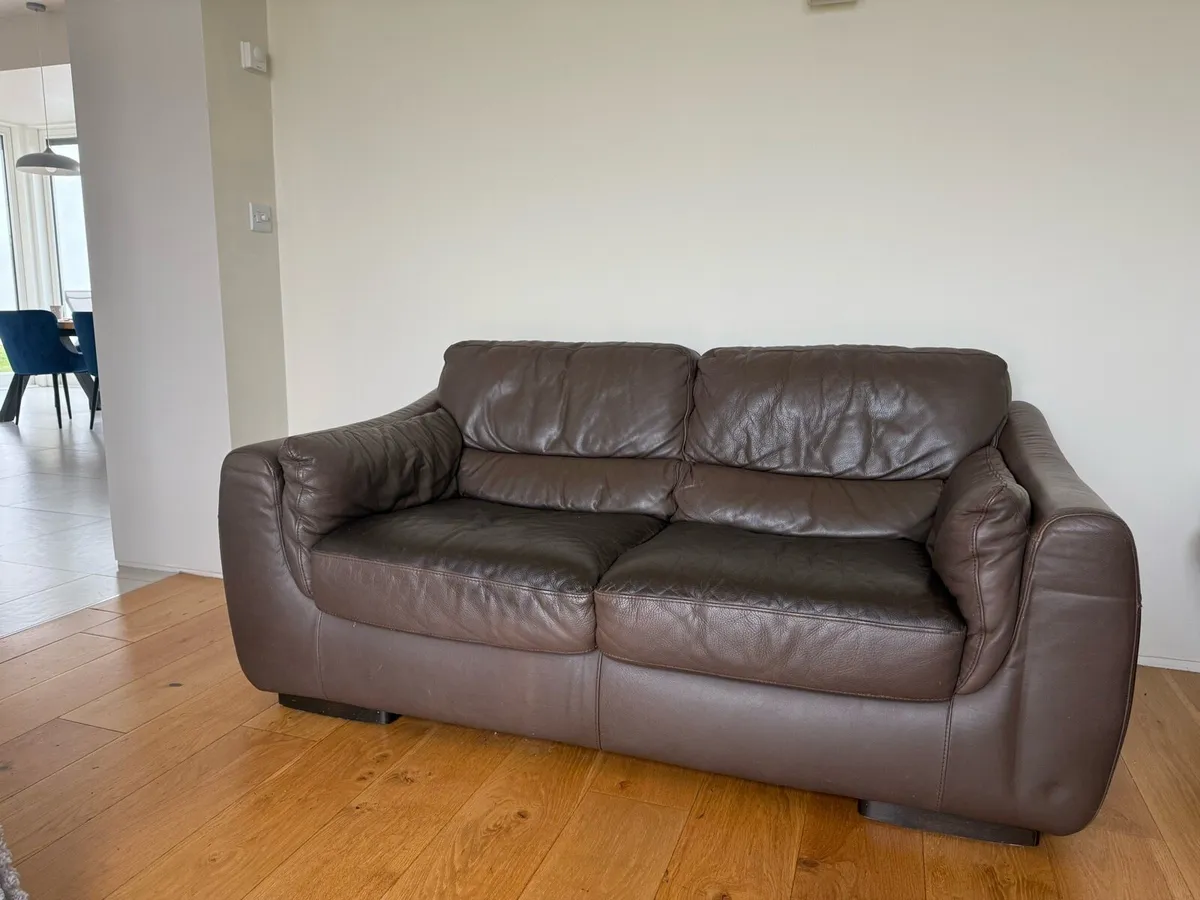 Natuzzi brown leather couches - Image 1