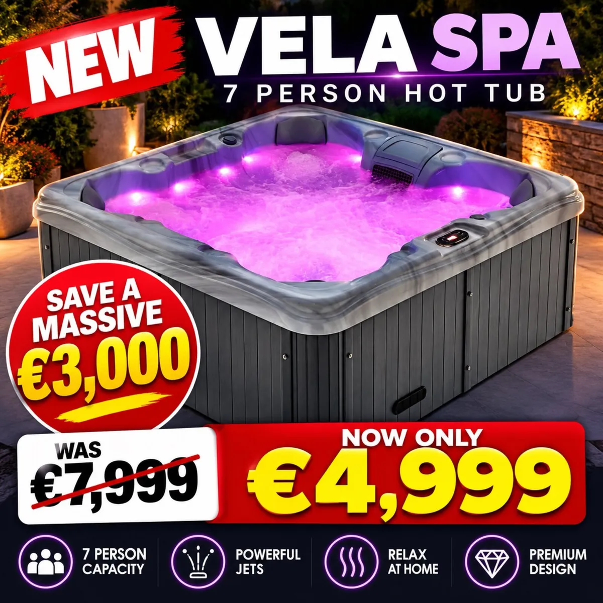New Vela Spa 7 Person Hot Tub - Image 1