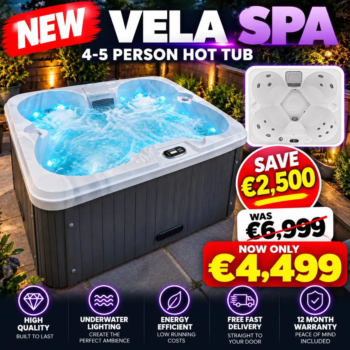 Free Delivery - Brand New 4 Person Hot Tub - Image 1