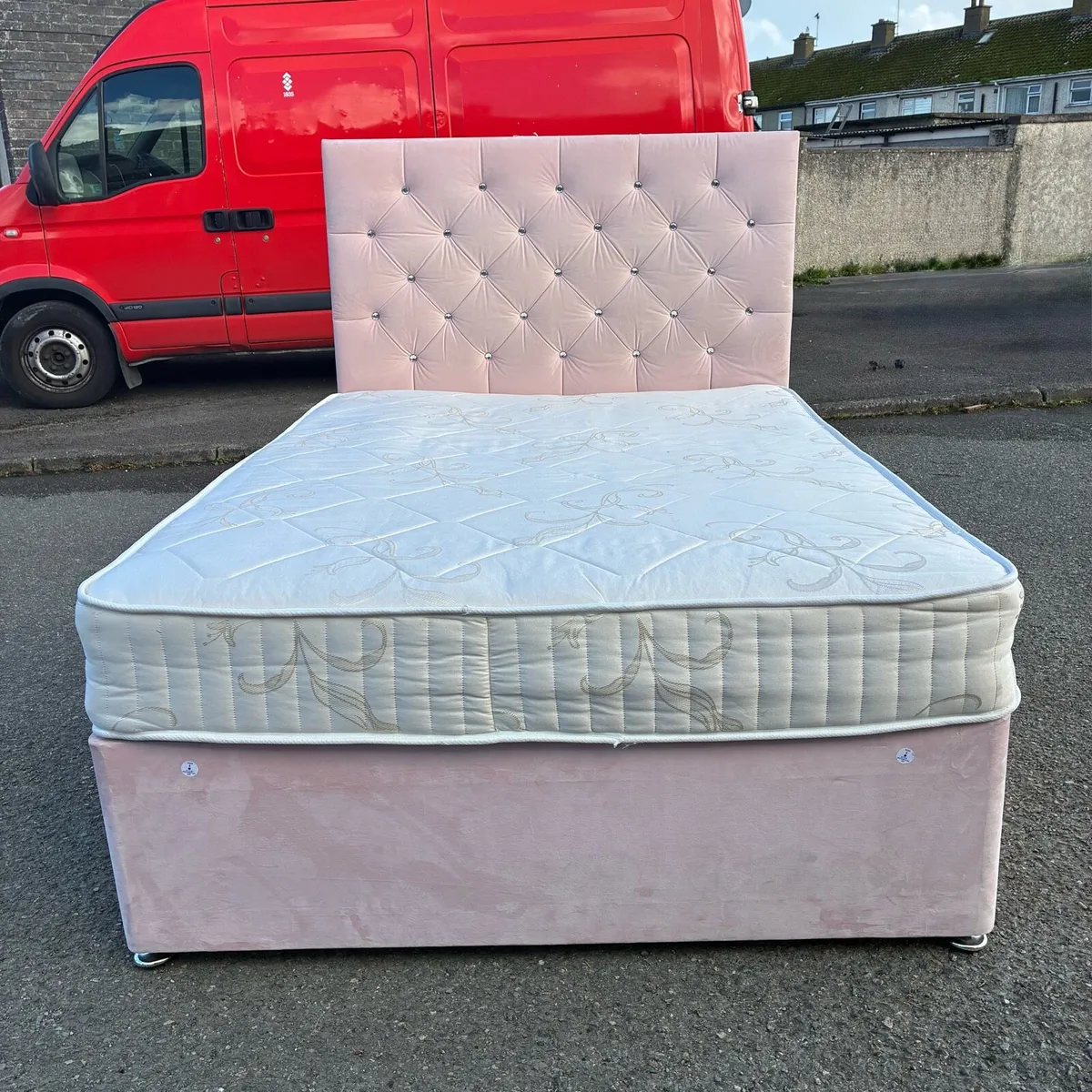 Lovely light Pink 💎 Double Bed with Mattress - Image 2