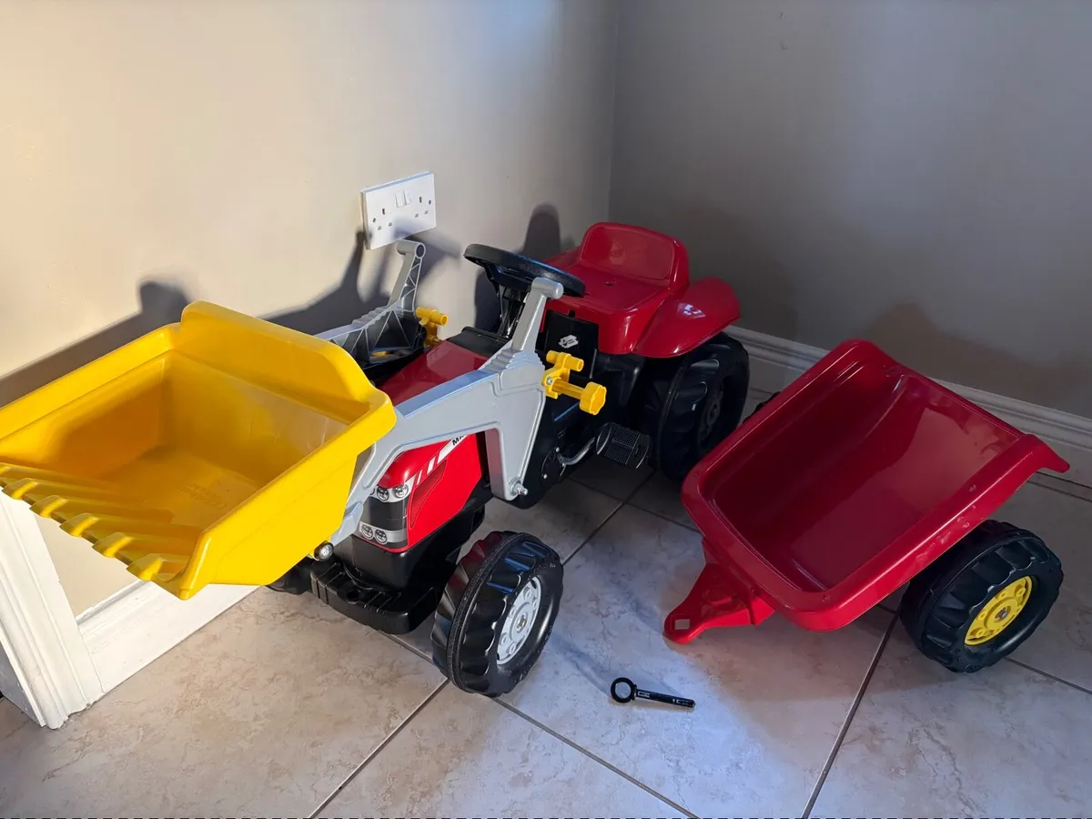 Rolly toys red Massey Ferguson tractor & trailer - Image 1