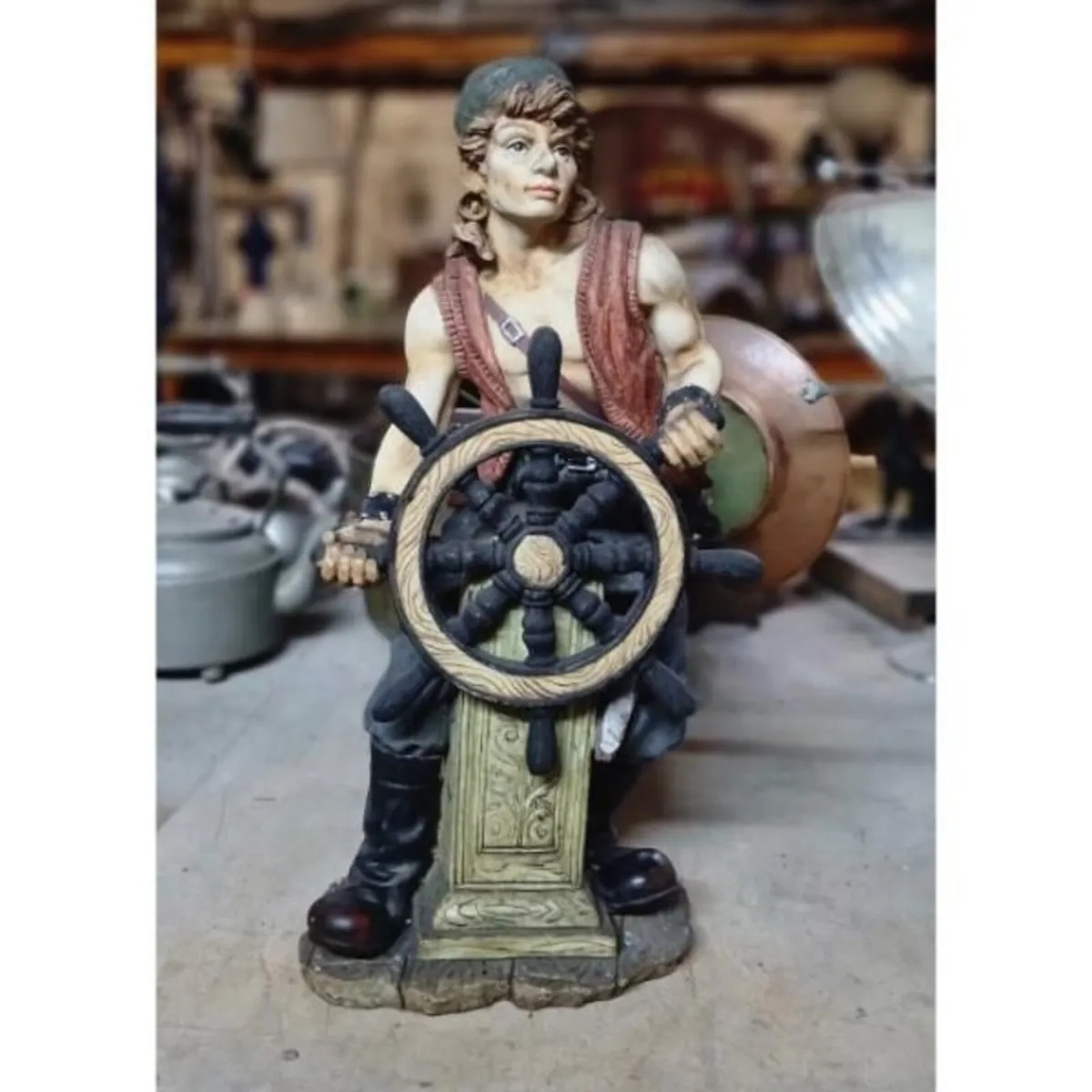 Pirate At Ships Wheel Resin Statue KAS1379 - Image 1