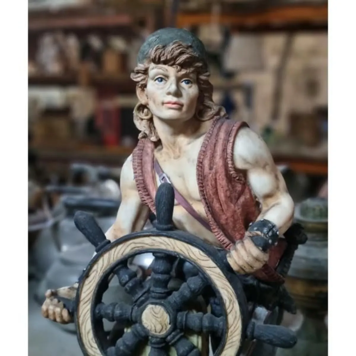 Pirate At Ships Wheel Resin Statue KAS1379 - Image 2