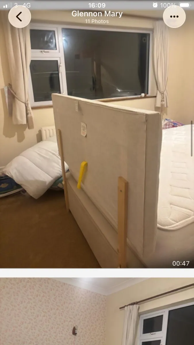 Double divan bed with mattress and headboard - Image 2