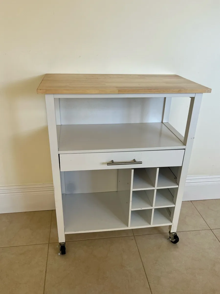 Rolling Table with Bottle Storage - Image 1