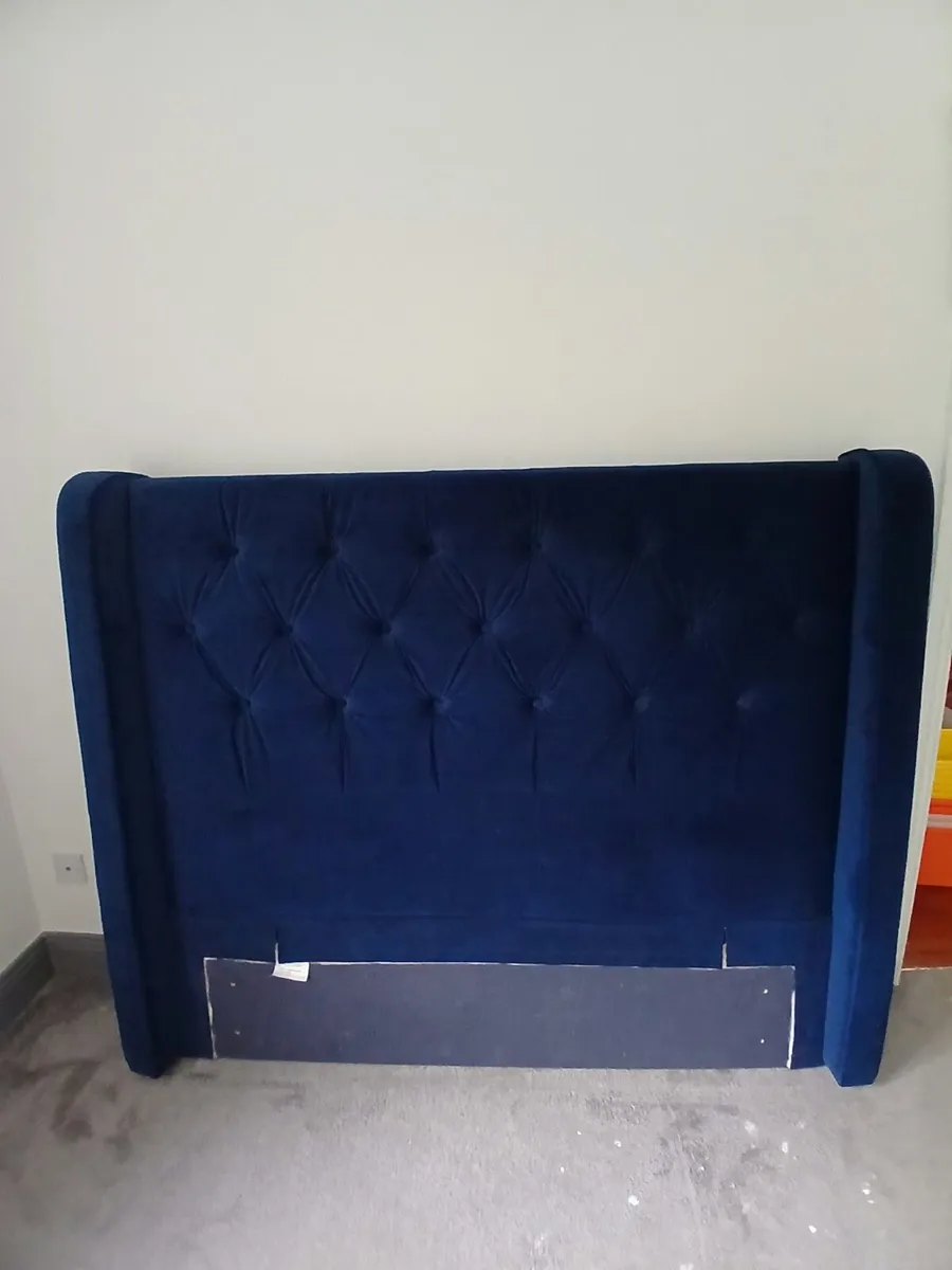 Navy velvet headboard - Image 1