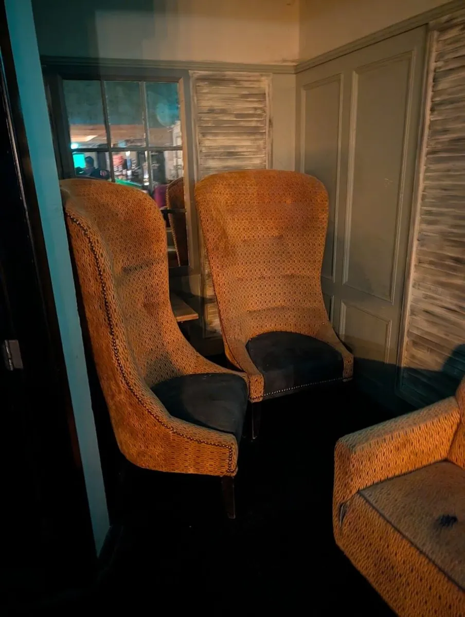 Pair of Tall High-Back Statement Chairs