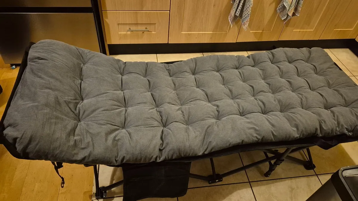 Foldaway camp bed and mattress - Image 1
