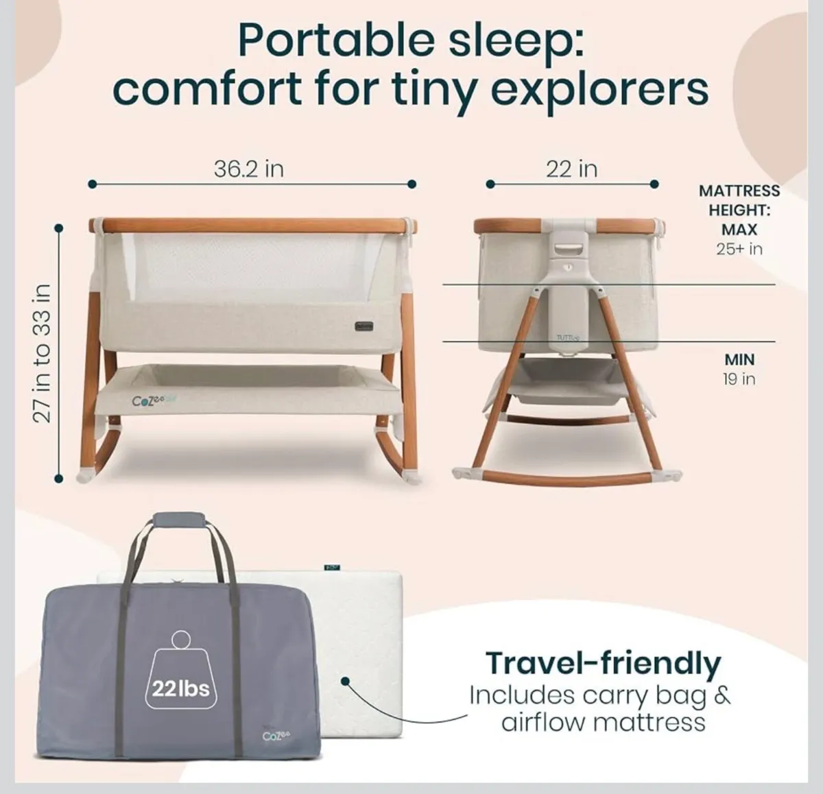 Tutti bambini CoZee bedside Crib - Image 2