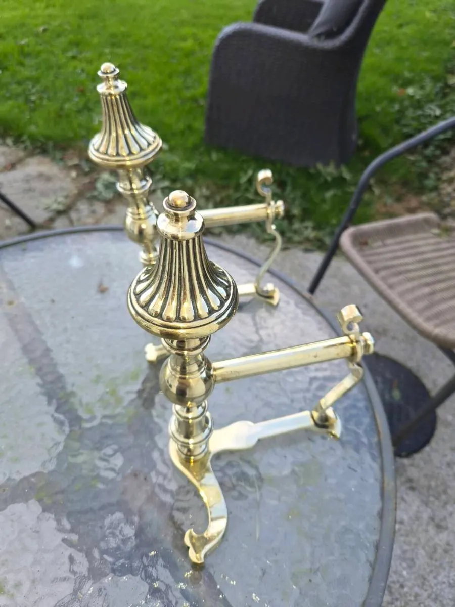 Old brass  fire dogs - Image 2