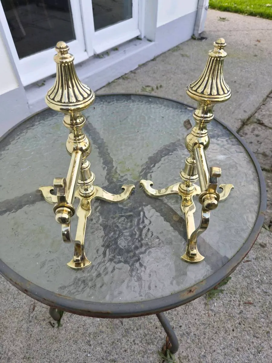 Old brass  fire dogs - Image 4