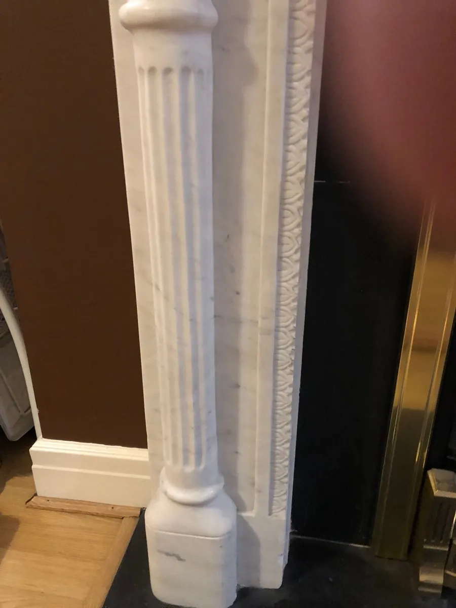 White Marble Fireplace and Black Hearth - Image 4