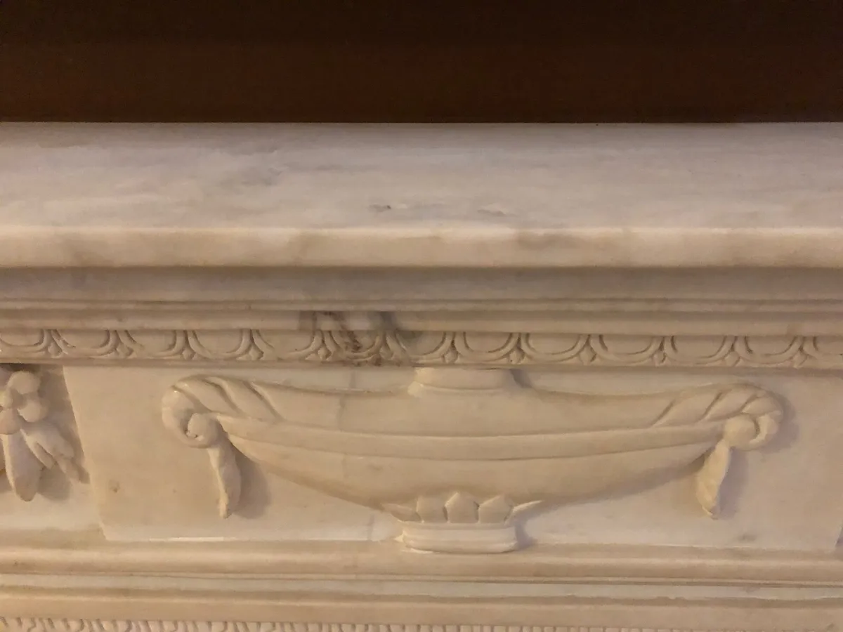 White Marble Fireplace and Black Hearth - Image 3