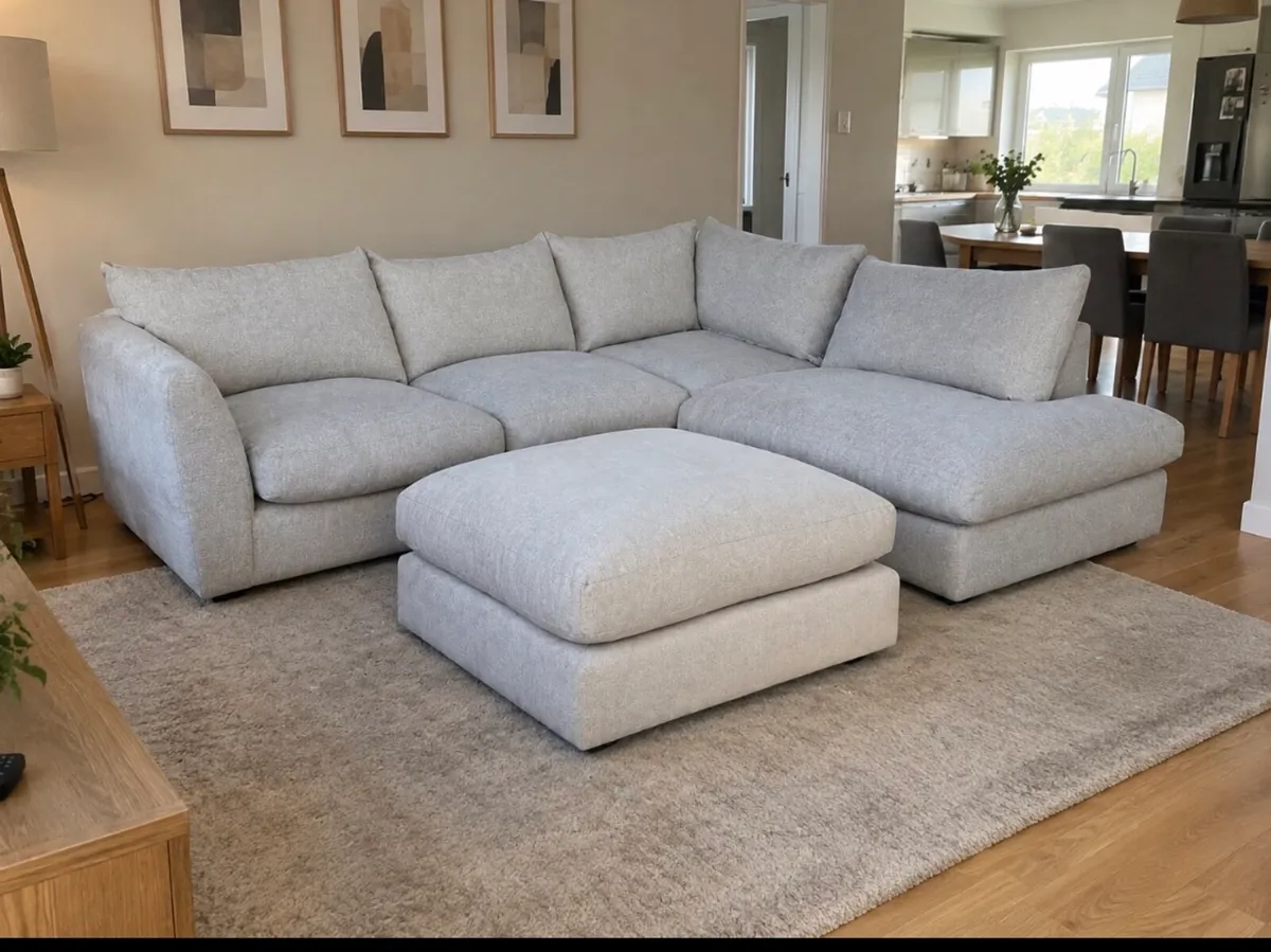 Dfs Grey Corner L shaped sofa with footstool - Image 1