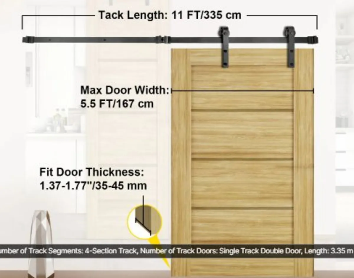 Sliding Barn Door Hardware Kit, 11FT Barn Door Kit - Image 4