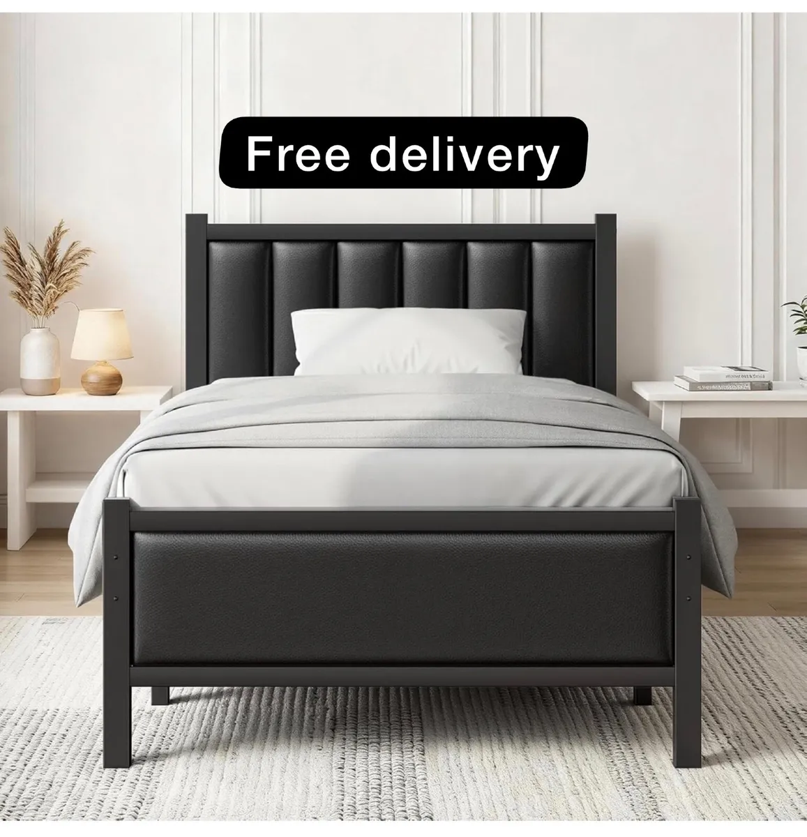 3ft Single Bed Frame, Single Bed with Sturdy Steel - Image 1