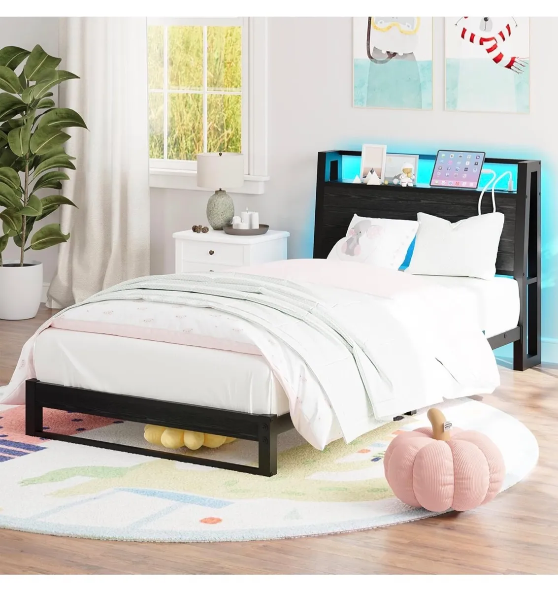 3ft Single Bed Frame with Ergonomic Storage Headbo - Image 2