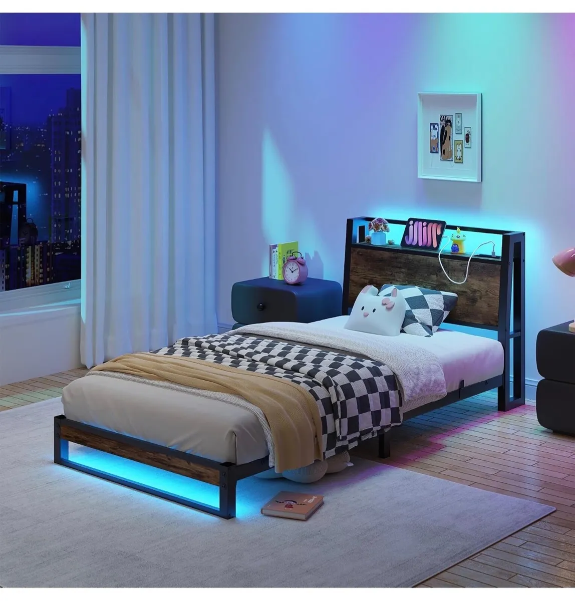 3ft Single Bed Frame with Ergonomic Storage Headbo - Image 3