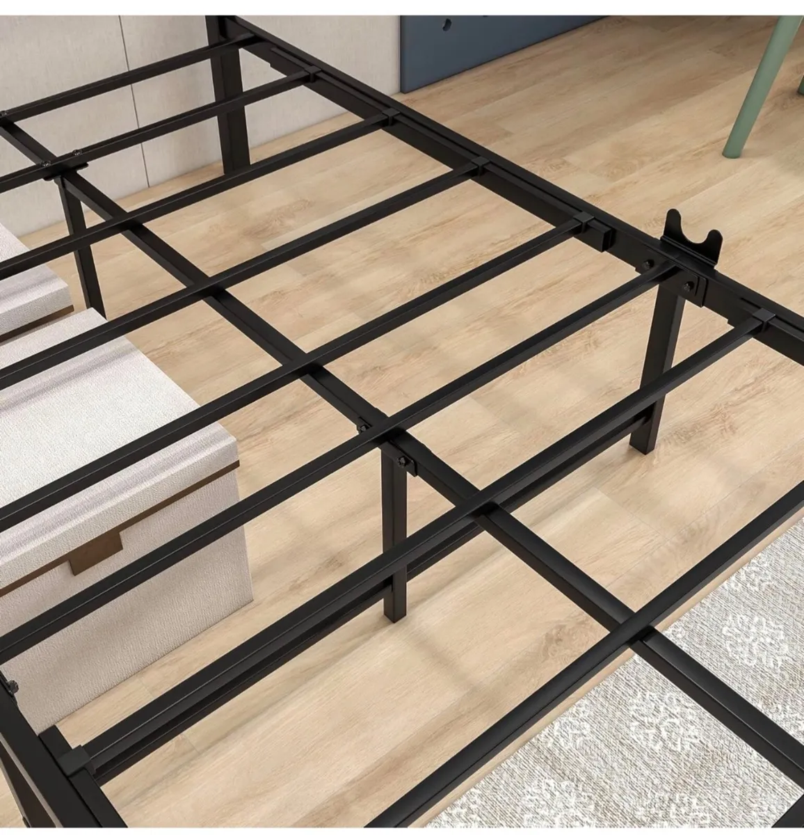 3ft Single Bed Frame with Wood Headboard,Heavy Dut - Image 3