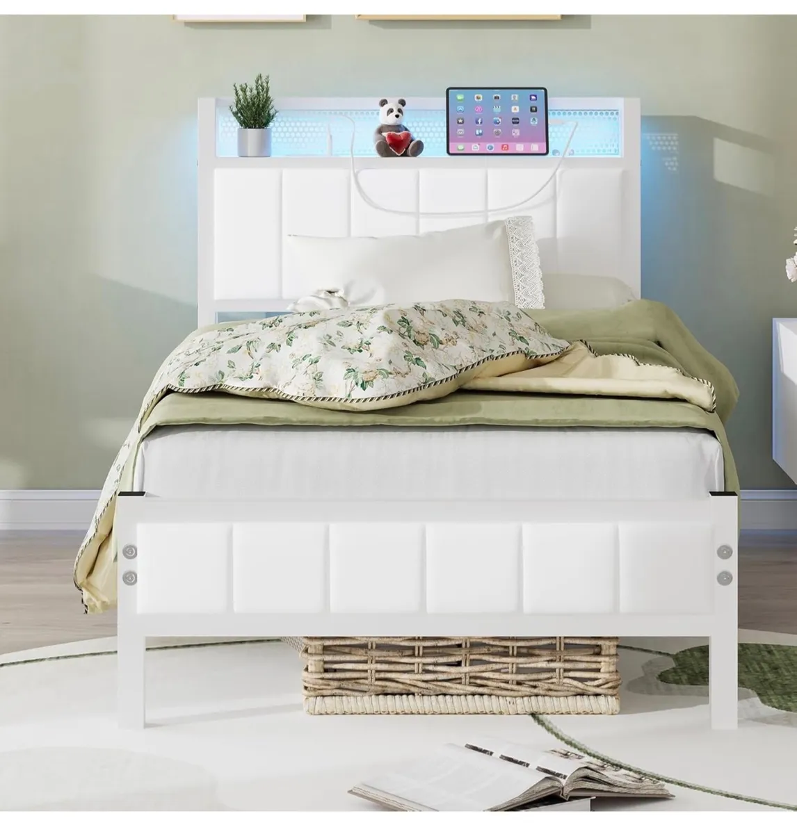Single Bed Frames with Storage Headboard and Charg - Image 4