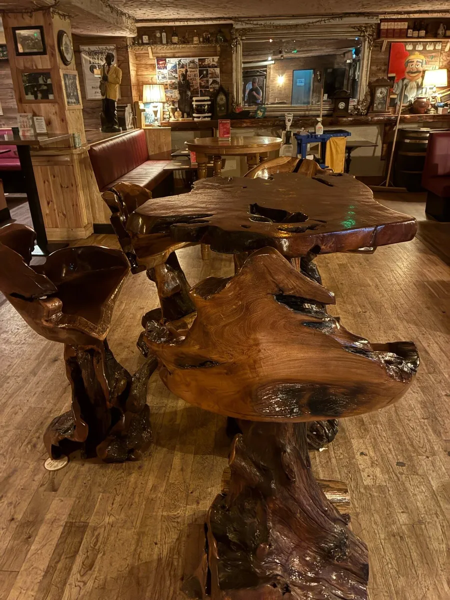 Large hand crafted table and 4 chairs - Image 2