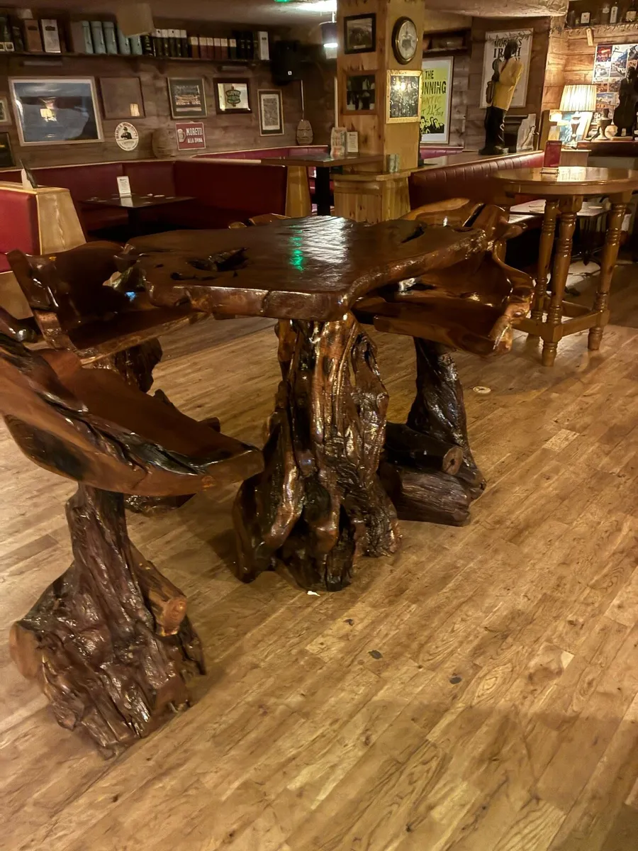 Large hand crafted table and 4 chairs - Image 3
