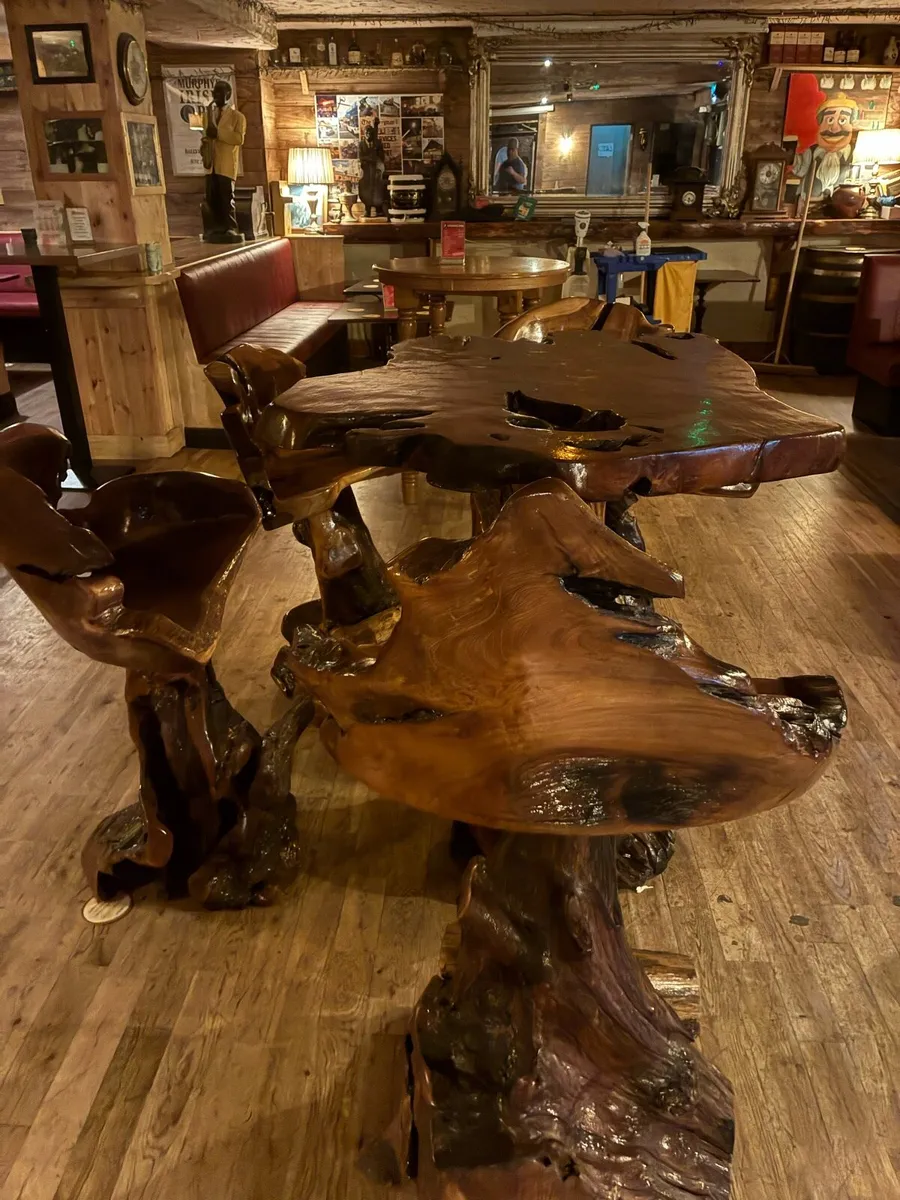 Large hand crafted table and 4 chairs - Image 1