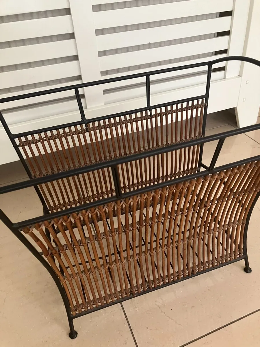Iron and Bamboo Magazine Rack - Image 3