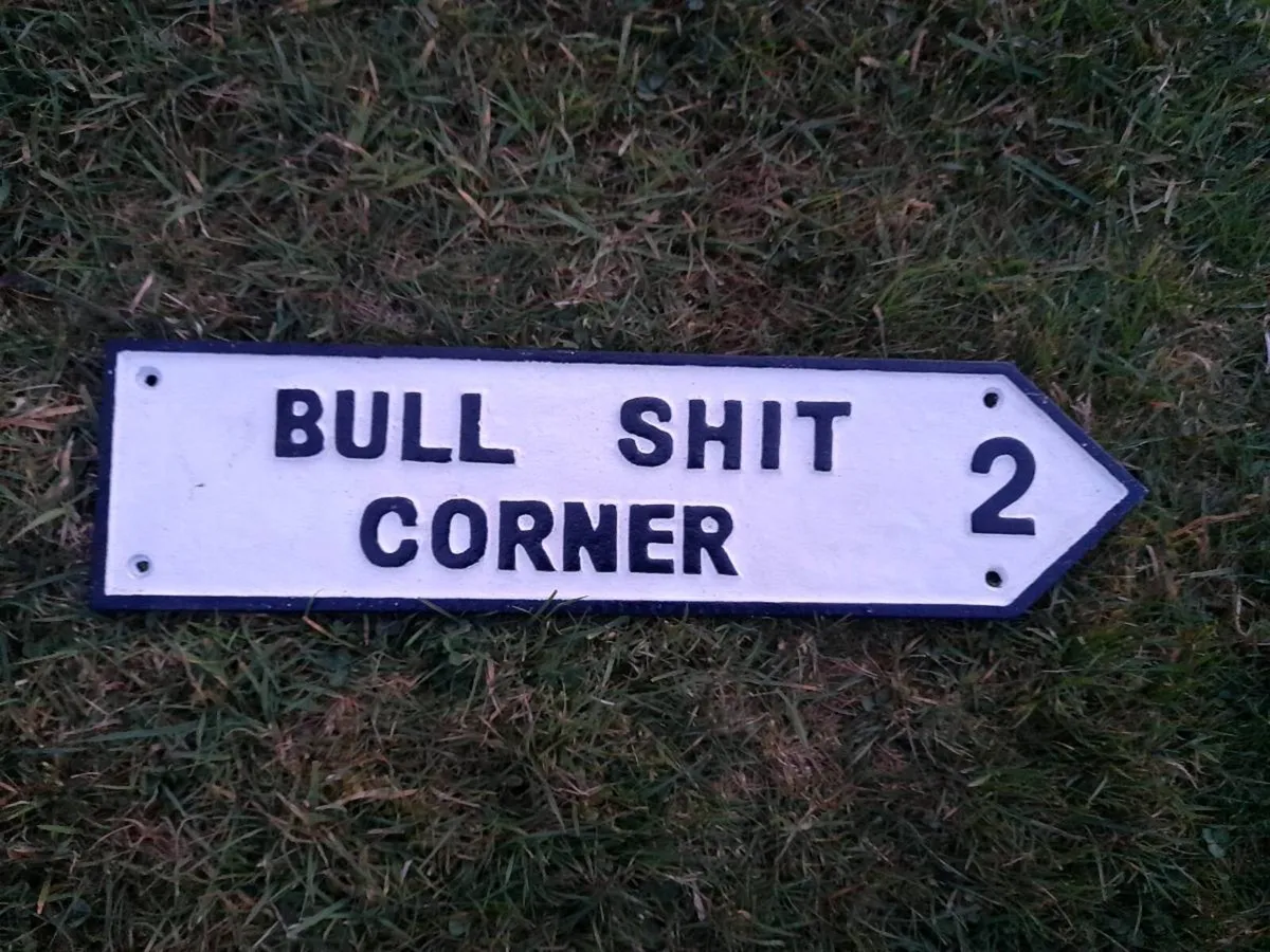 BS Corner Cast Iron Sign
