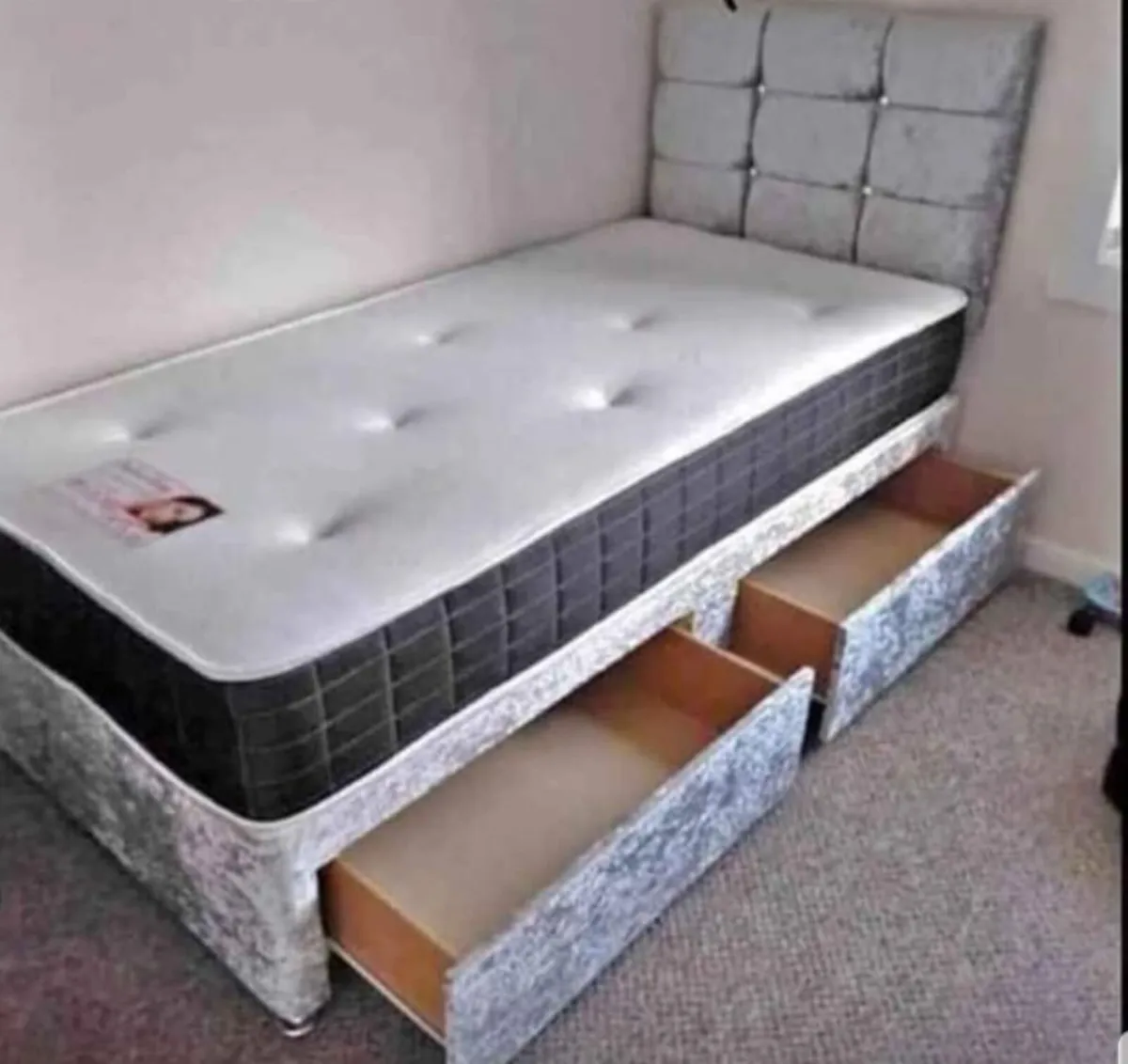 Modern Upholstered Bed Frame Mattress Available - Image 2