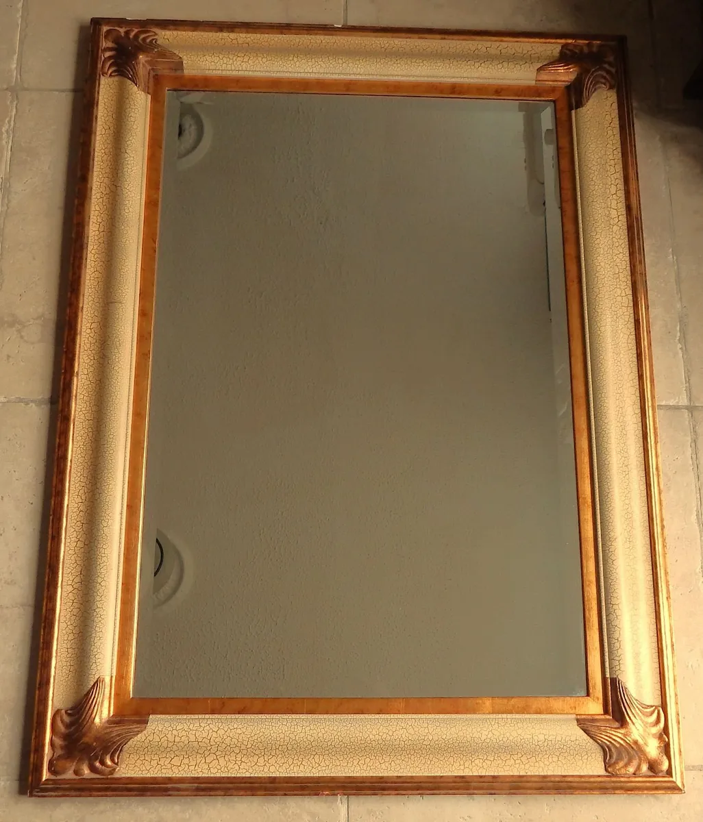 Large Vintage Bevelled Wall Mirror in Ornate Frame - Image 1