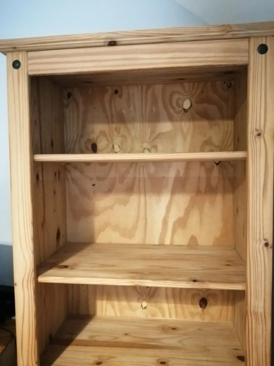 Tall Mexican Pine Bookcase & Armchairs - Image 4
