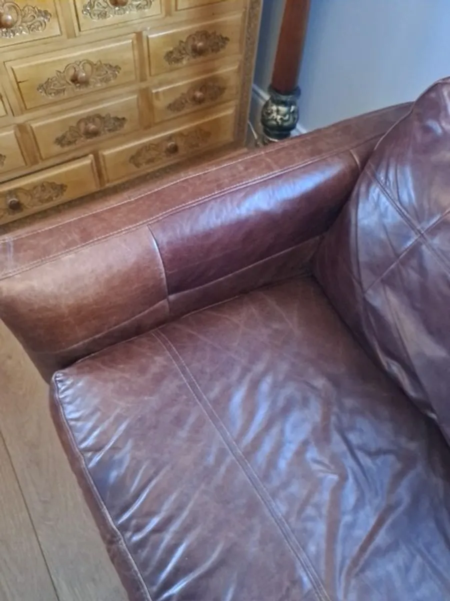 2 x real leather couches - Image 2