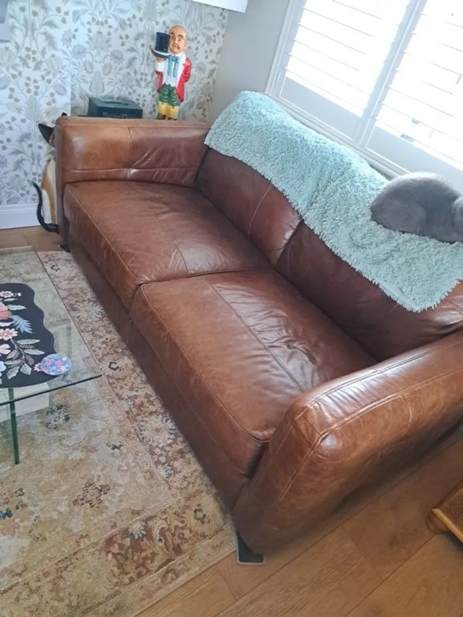 2 x real leather couches - Image 3