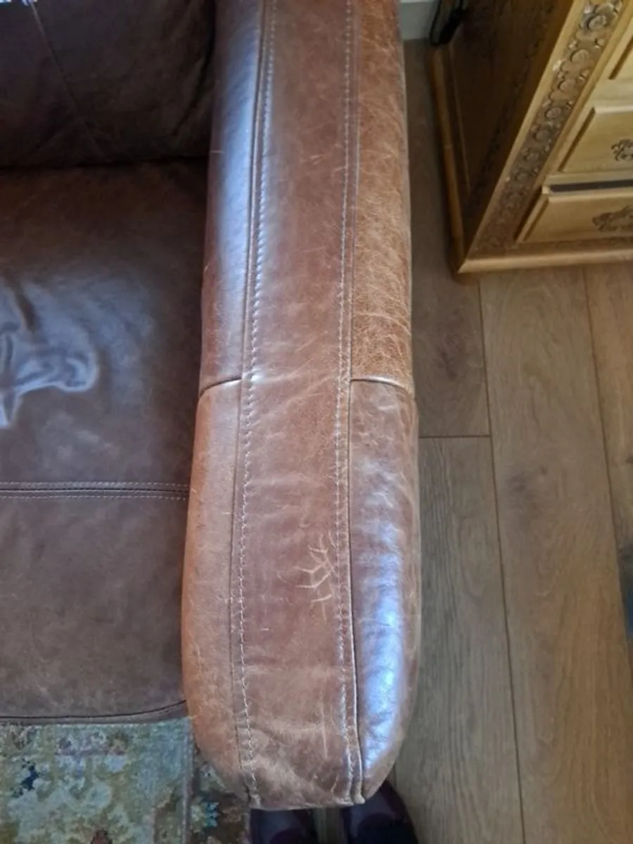 2 x real leather couches - Image 4