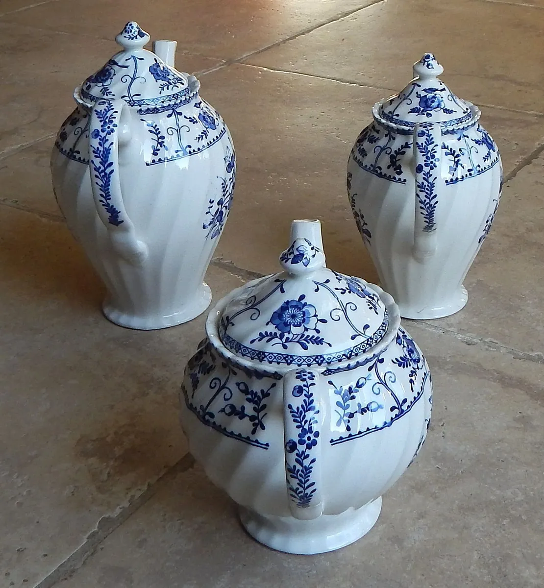 3 Johnson Bros Indies Ironstone Tea & Coffee Pots - Image 3